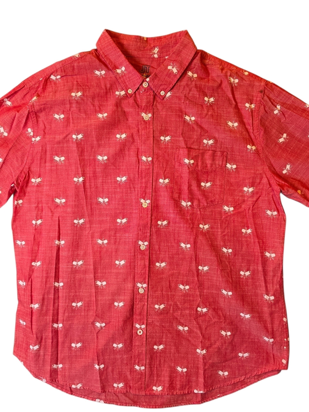 Jack Threads Men's Shirt XXL Red Short-Sleeve Button-Down Dynomite Print Travel